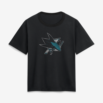 San Jose Sharks Women's Metallic Mascot T-Shirt - Black