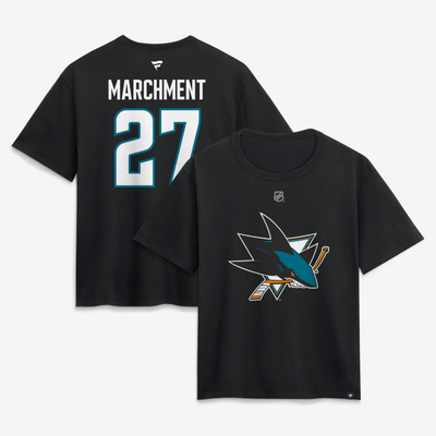 Mason Marchment San Jose Sharks Fanatics Women's Authentic Stack Name & Number T-Shirt - Black
