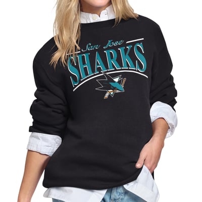 San Jose Sharks Starter Women's Arch Stripe Fleece Sweatshirt - Black
