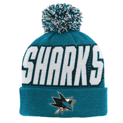 San Jose Sharks Outerstuff Youth Cuffed Knit Hat with Pom - Teal