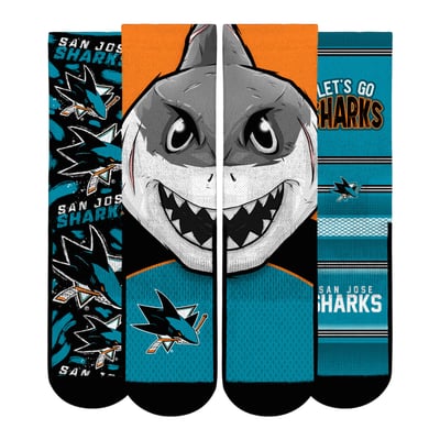  San Jose Sharks Rock Em Youth Fan Favorites Three-Pack Crew Socks Set - Teal
