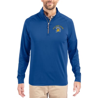 San Jose State Spartans Cutter & Buck Soft Knit Stretch Raglan Quarter-Zip Pullover - Blue