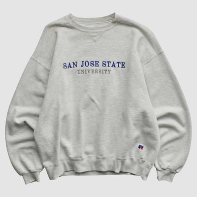 San Jose State Spartans Russell 90s Pullover Sweatshirt - Heather Gray - M by Fanatics Real Vintage
