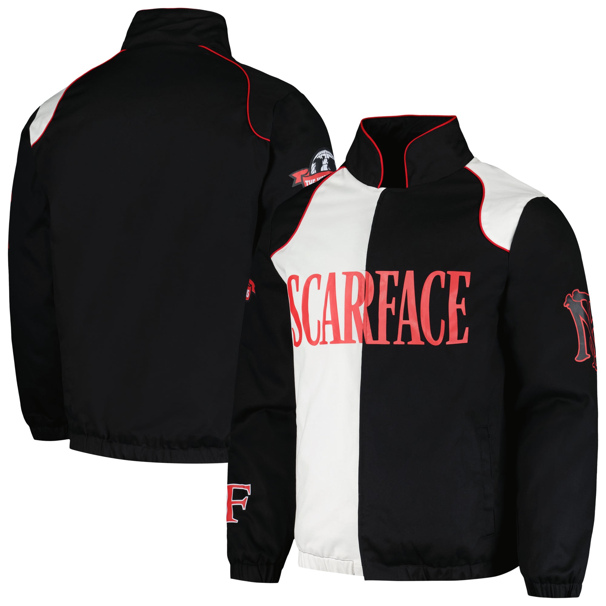 Scarface Reason Unisex Split Racing Full-Snap Jacket - Black