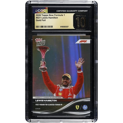 Lewis Hamilton Scuderia Ferrari 2026 Topps Now Formula 1 First Podium Gold Foil Car Number Match #21 #44/50 CGC Authenticated PRISTINE 10 Card