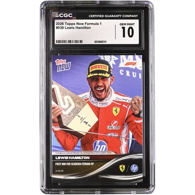 Lewis Hamilton Scuderia Ferrari 2026 Topps Now Formula 1 First Win for Scuderia Ferrari HP #38 CGC Authenticated GEM MINT 10 Card