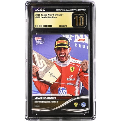 Lewis Hamilton Scuderia Ferrari 2026 Topps Now Formula 1 First Win for Scuderia Ferrari HP #38 CGC Authenticated PRISTINE 10 Card