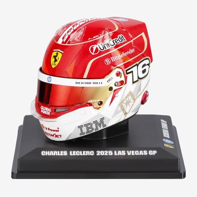  Scuderia Ferrari Spark Models 2025 Las Vegas Grand Prix Charles Leclerc Mini Helmet