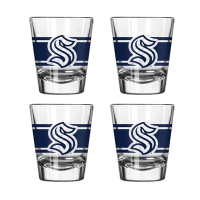 Seattle Kraken Logo Brands Four-Piece Stripe Shot Glass Set