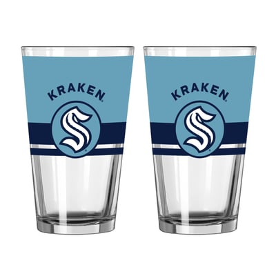 Seattle Kraken Logo Brands Two-Piece 16oz. Horizon Pint Glass Set