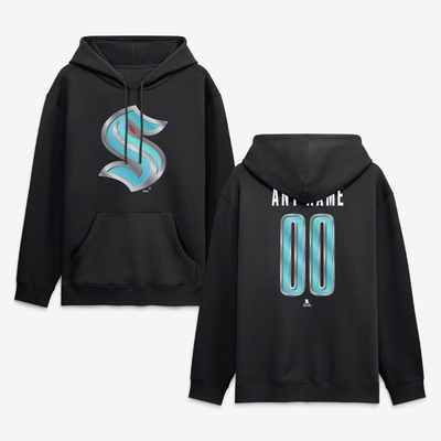 Seattle Kraken Big & Tall Forged Mascot Personalized Name & Number Hoodie - Black