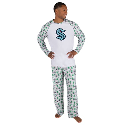 Seattle Kraken Concepts Sport Frostbite Holiday Pajama Set - White
