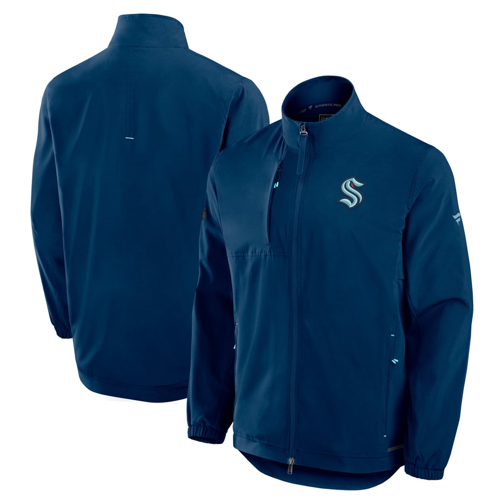 Seattle Kraken Fanatics Authentic Pro Rink Coaches Full-Zip Jacket - Deep Sea Blue