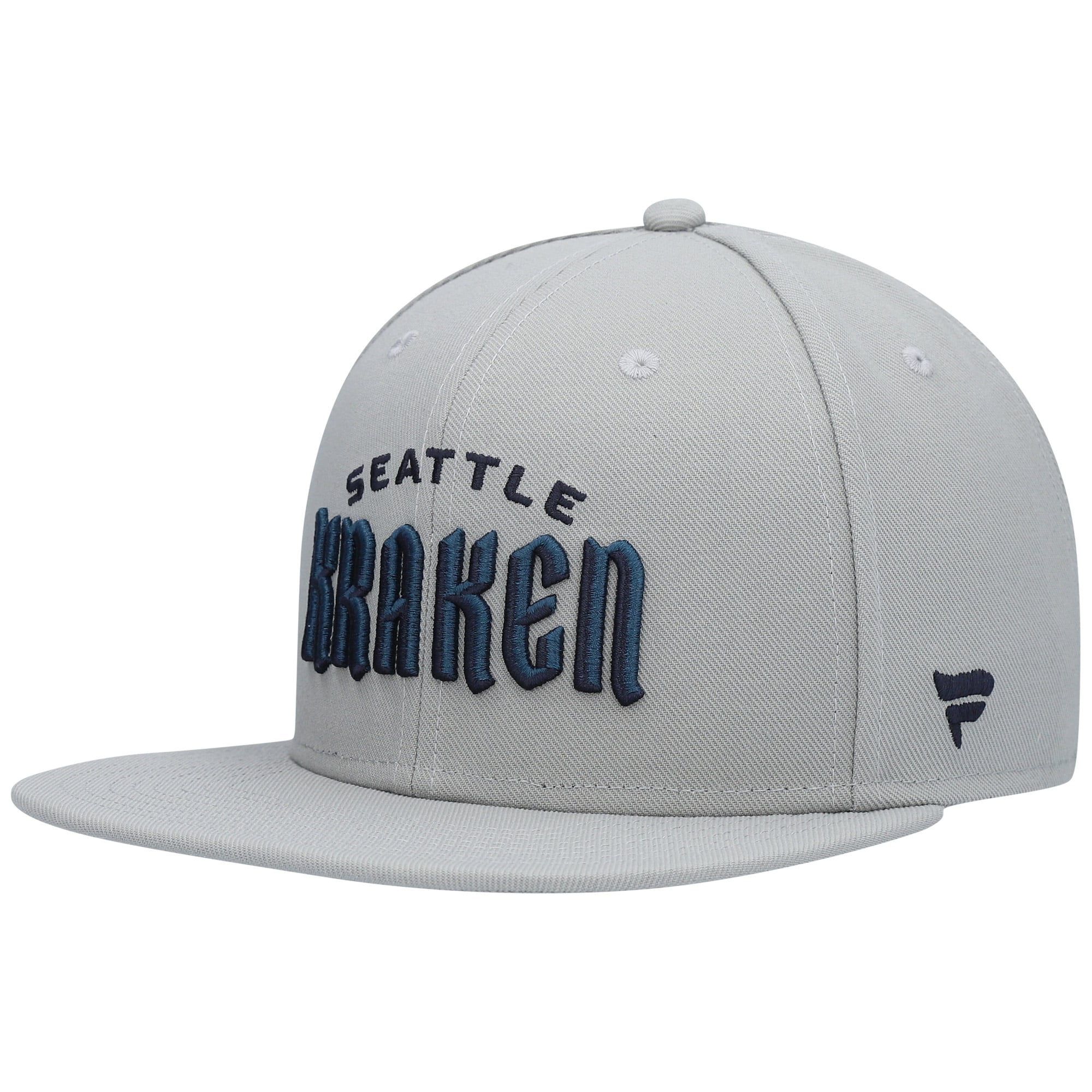Men's Seattle Kraken Fanatics Gray Wordmark Logo Snapback Hat