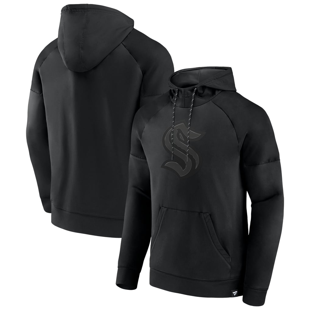  Seattle Kraken Fanatics Black Ice Defender Raglan Pullover Hoodie