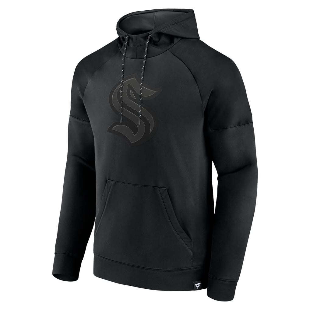 Seattle Kraken Fanatics Black Ice Defender Raglan Pullover Hoodie