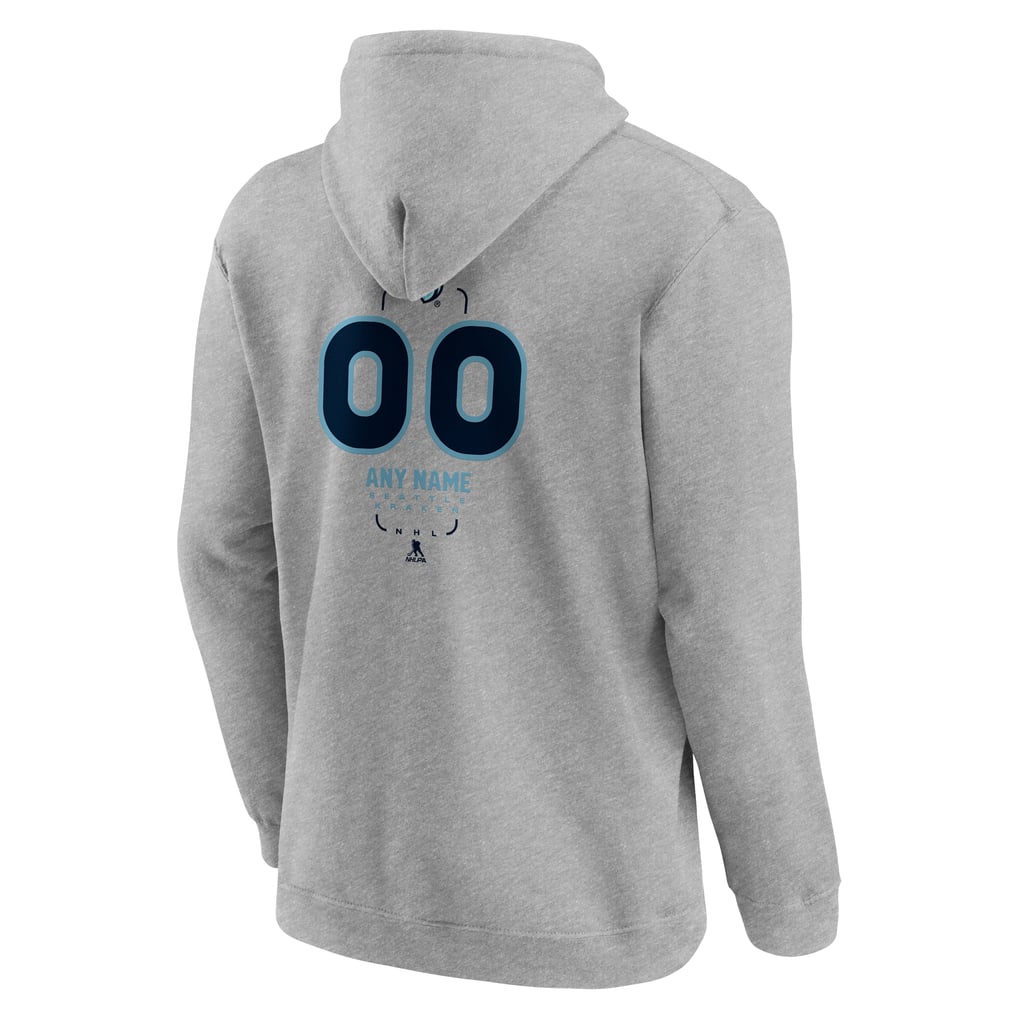 Seattle Kraken Personalized Name & Number Midfielder Pullover Hoodie - Gray
