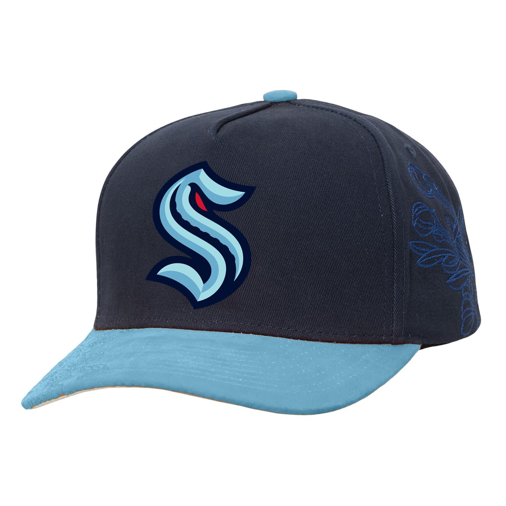 Seattle Kraken Mitchell & Ness May Flowers Pro Crown Adjustable Hat  - Navy/Light Blue