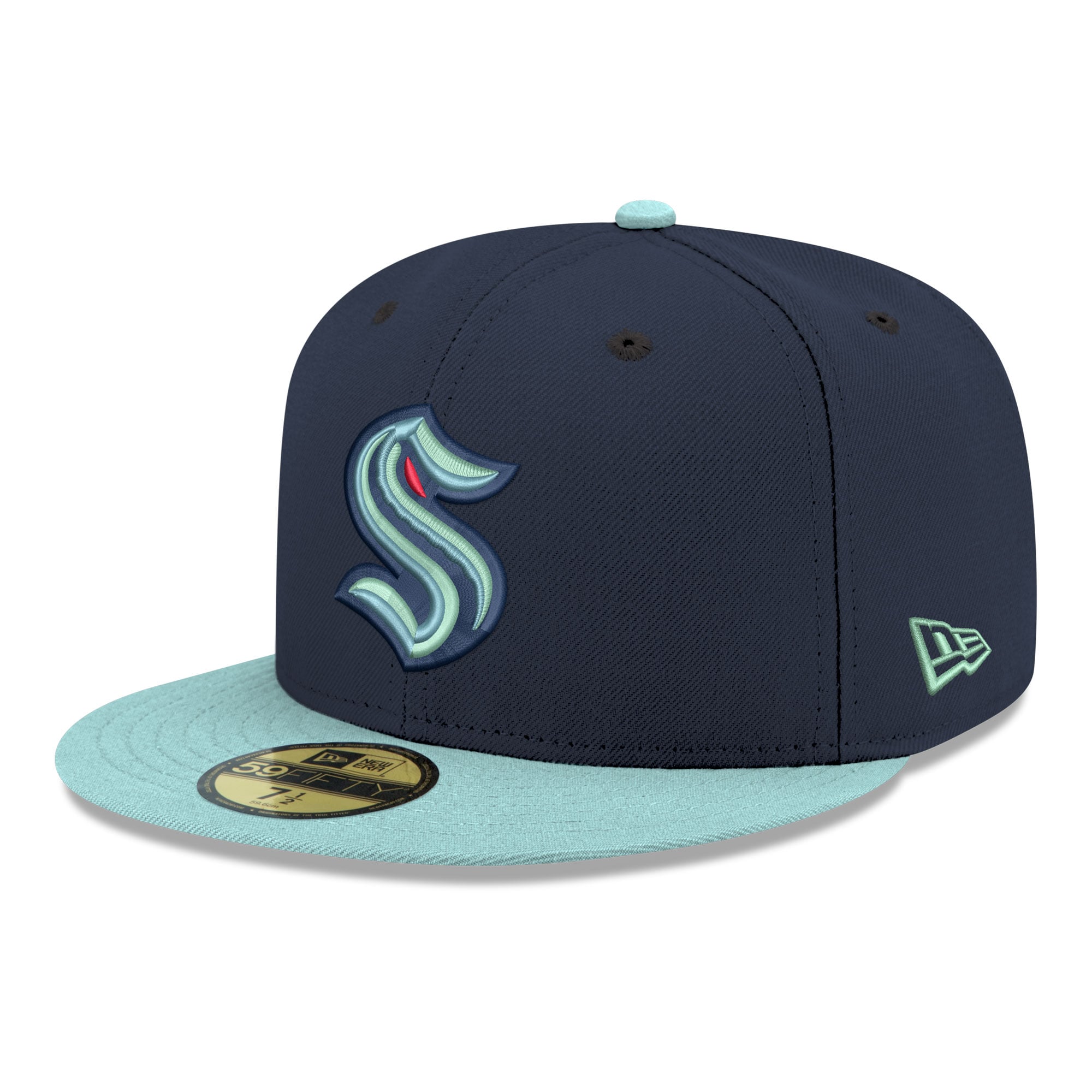 Men's Seattle Kraken New Era Navy Core Logo Two-Tone 59FIFTY Fitted Hat