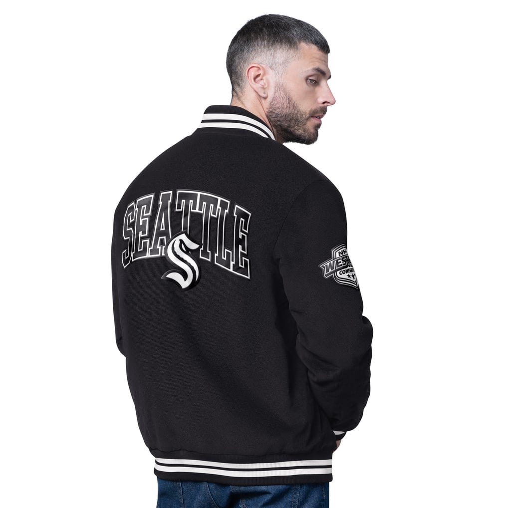  Seattle Kraken Starter Blackout Varsity Jacket - Black
