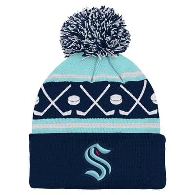 Seattle Kraken Preschool Faceoff Cuffed Knit Hat with Pom - Deep Sea Blue