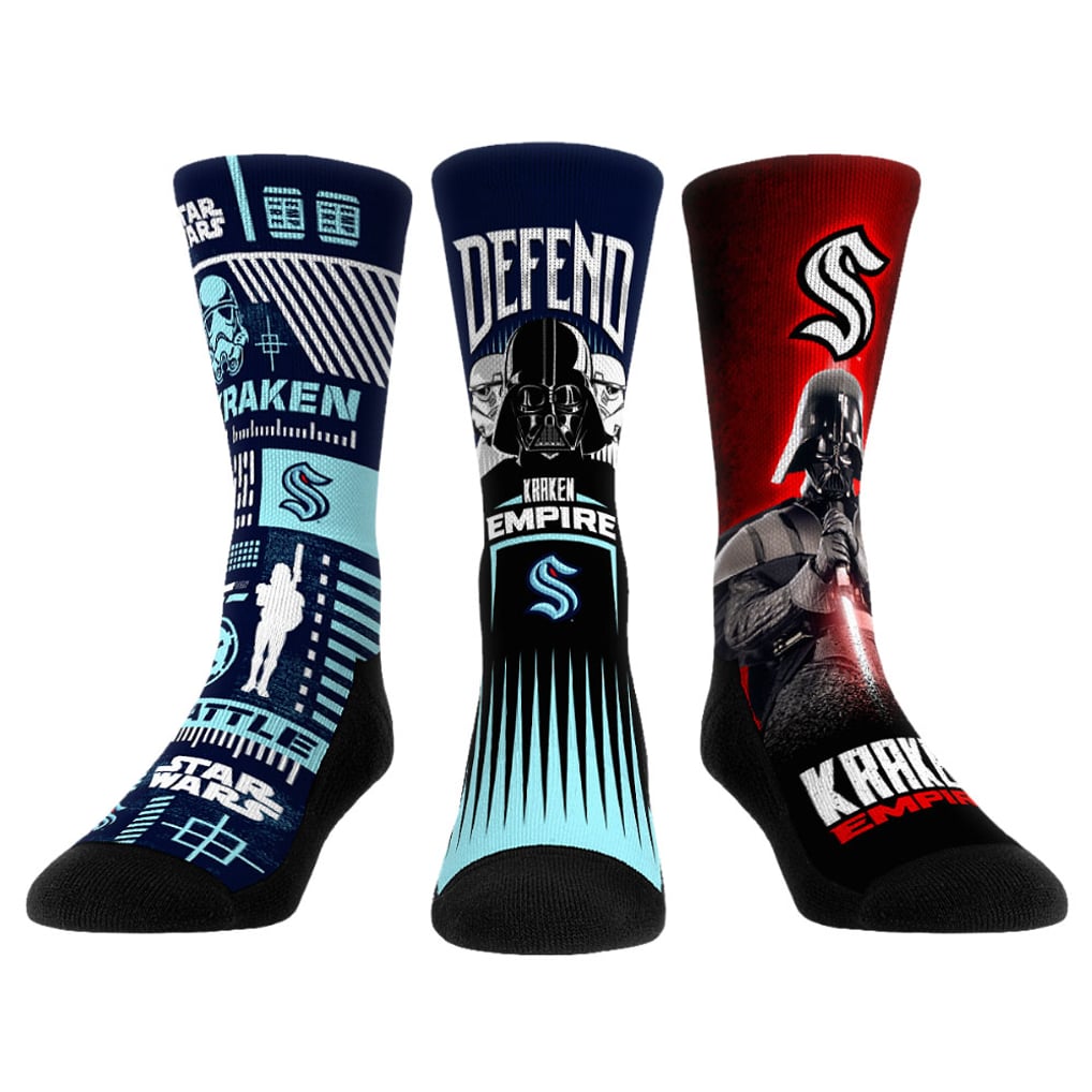Darth Vader & Stormtrooper Seattle Kraken Rock Em Socks Star Wars Three-Pack Crew Socks Set