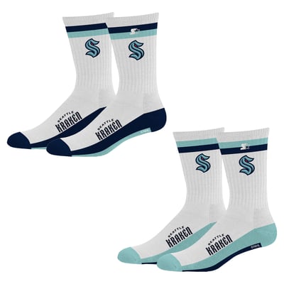  Seattle Kraken Starter Unisex Two-Pack Stripe Top End Crew Socks