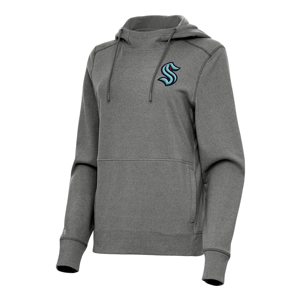 Seattle Kraken Antigua Women's Justice Pullover Hoodie - Heather Black