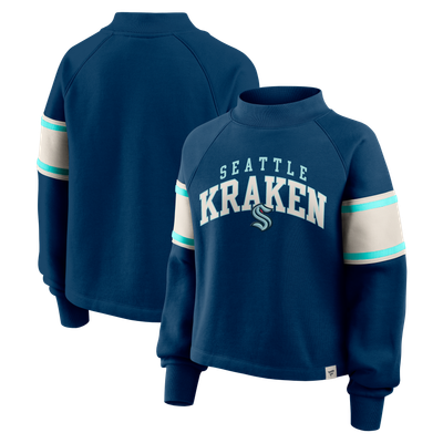 Seattle Kraken Fanatics Women's Heritage Overtime Fleece Mockneck Sweatshirt - Deep Sea Blue
