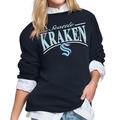 Seattle Kraken Starter Women's Arch Stripe Fleece Sweatshirt - Deep Sea Blue