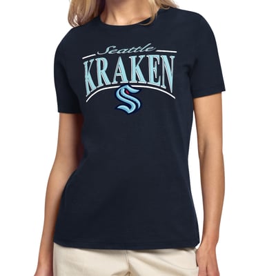 Seattle Kraken Starter Women's Arch Stripe T-Shirt - Deep Sea Blue