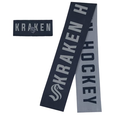  Seattle Kraken WEAR by Erin Andrews Women's Reversible Team Color Tonal Headband & Scarf Set