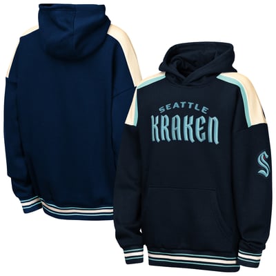  Seattle Kraken Outerstuff Youth Camaraderie Oversized Fleece Hoodie - Deep Sea Blue