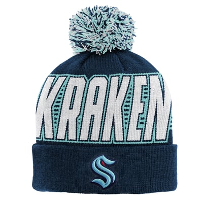Seattle Kraken Outerstuff Youth Cuffed Knit Hat with Pom - Deep Sea Blue