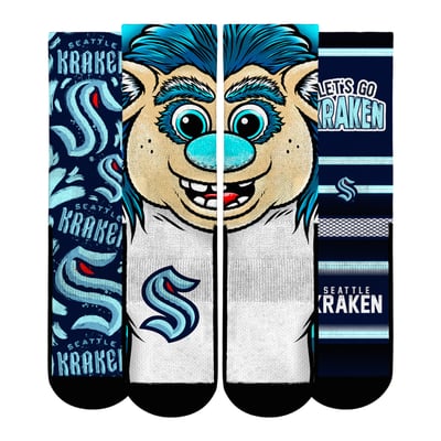 Seattle Kraken Rock Em Youth Fan Favorites Three-Pack Crew Socks Set - Blue