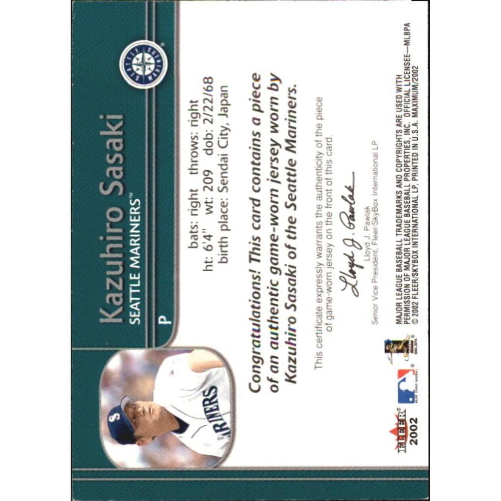 2002 Fleer Maximum Coverage #20 Kazuhiro Sasaki Jsy