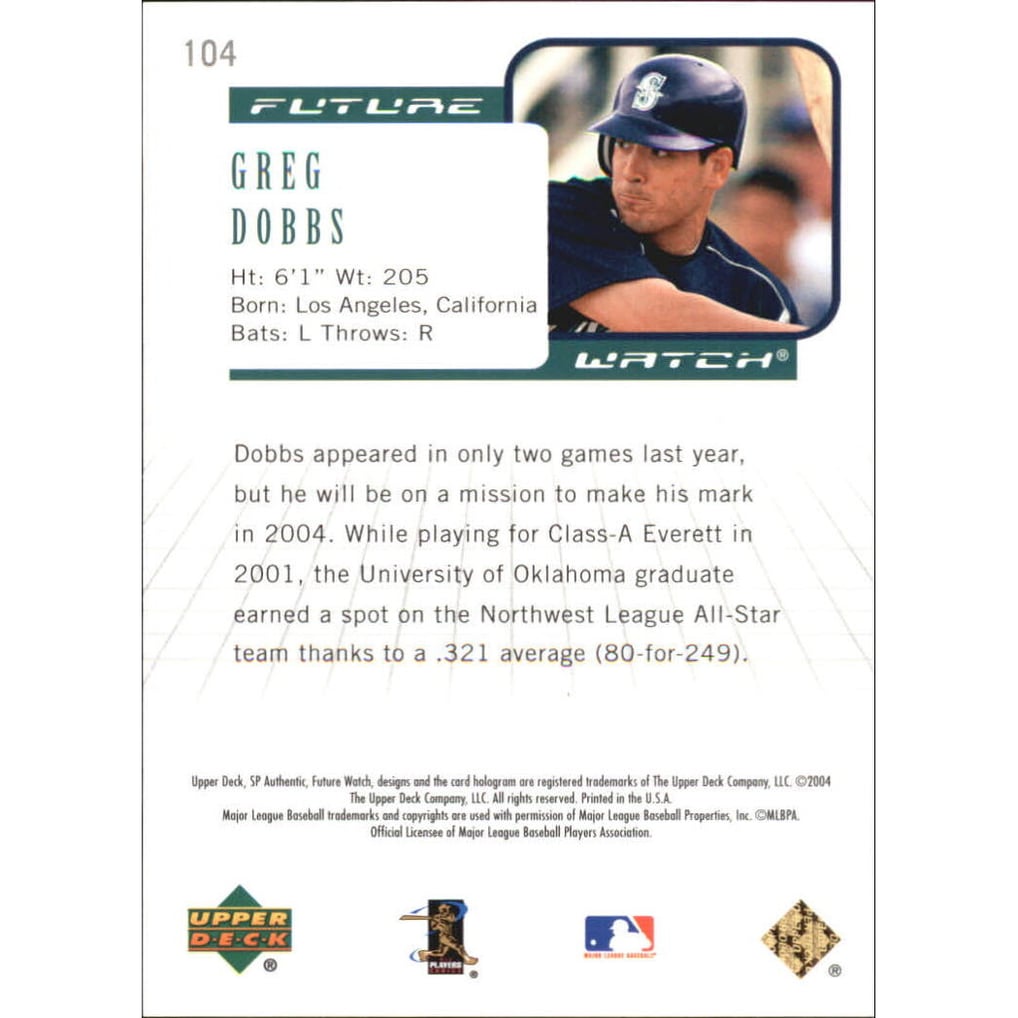 2004 SP Authentic 199/99 #104 Greg Dobbs FW