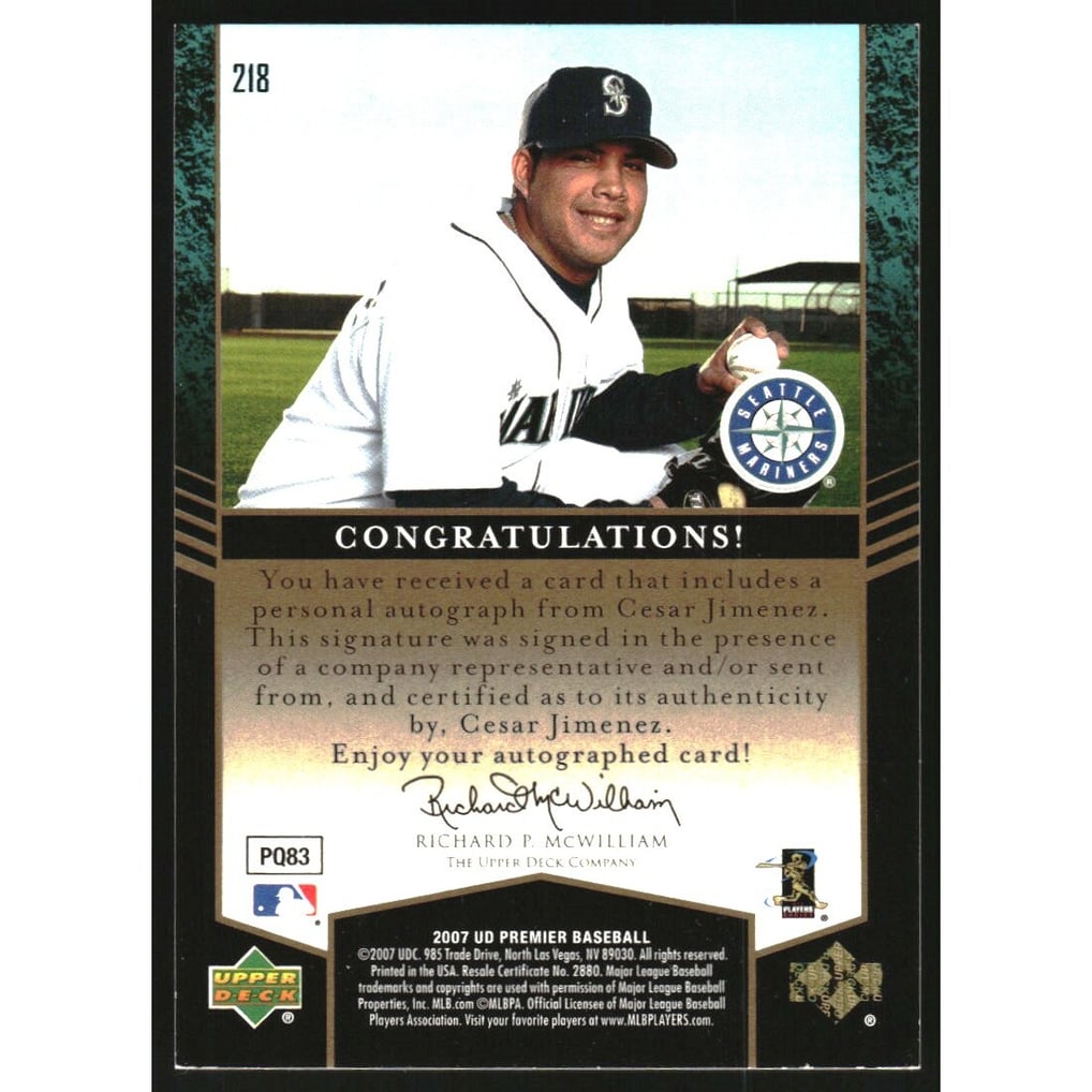 2007 Upper Deck Premier Autograph Parallel #218 Cesar Jimenez