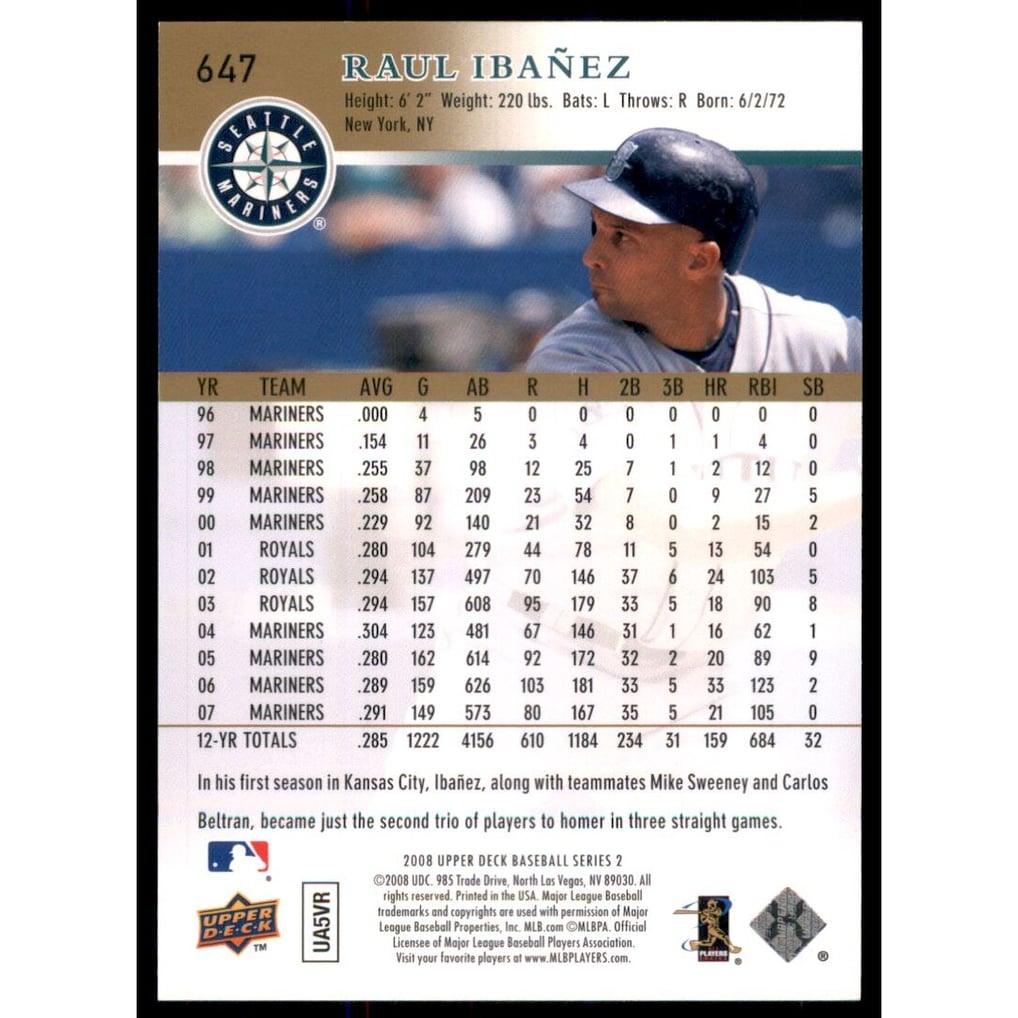 2008 Upper Deck Gold #647 Raul Ibanez