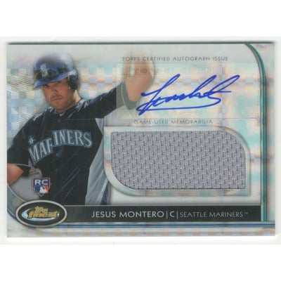 2012 Finest Rookie Jumbo Relic Autographs X-Fractors #JM Jesus Montero