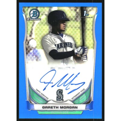 2014 Bowman Chrome Draft Draft Pick Autographs Blue Refractors #BCAGM Gareth Morgan