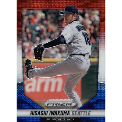 2014 Panini Prizm Prizms Red White and Blue Pulsar #132 Hisashi Iwakuma