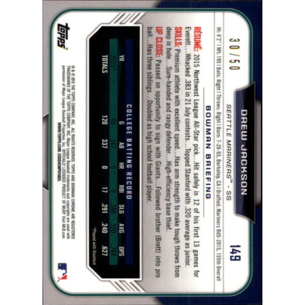 2015 Bowman Chrome Draft Gold Refractors #149 Drew Jackson