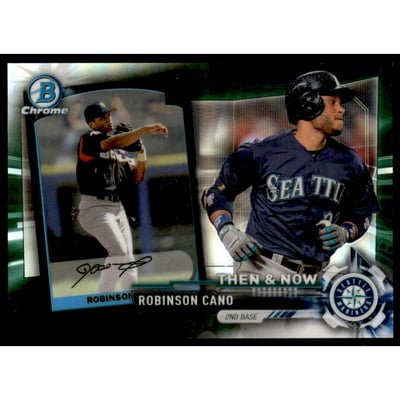 2017 Topps Chrome Bowman Then and Now Green Refractors #BTN14 Robinson Cano