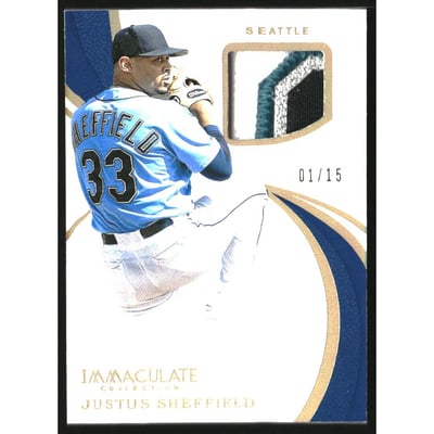 2019 Immaculate Collection Immaculate Swatches Nameplate #17 Justus Sheffield/15