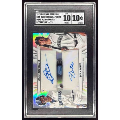 2020 Bowman Sterling Dual Refractor Auto Evan White Julio Rodriguez /25 SGC 10