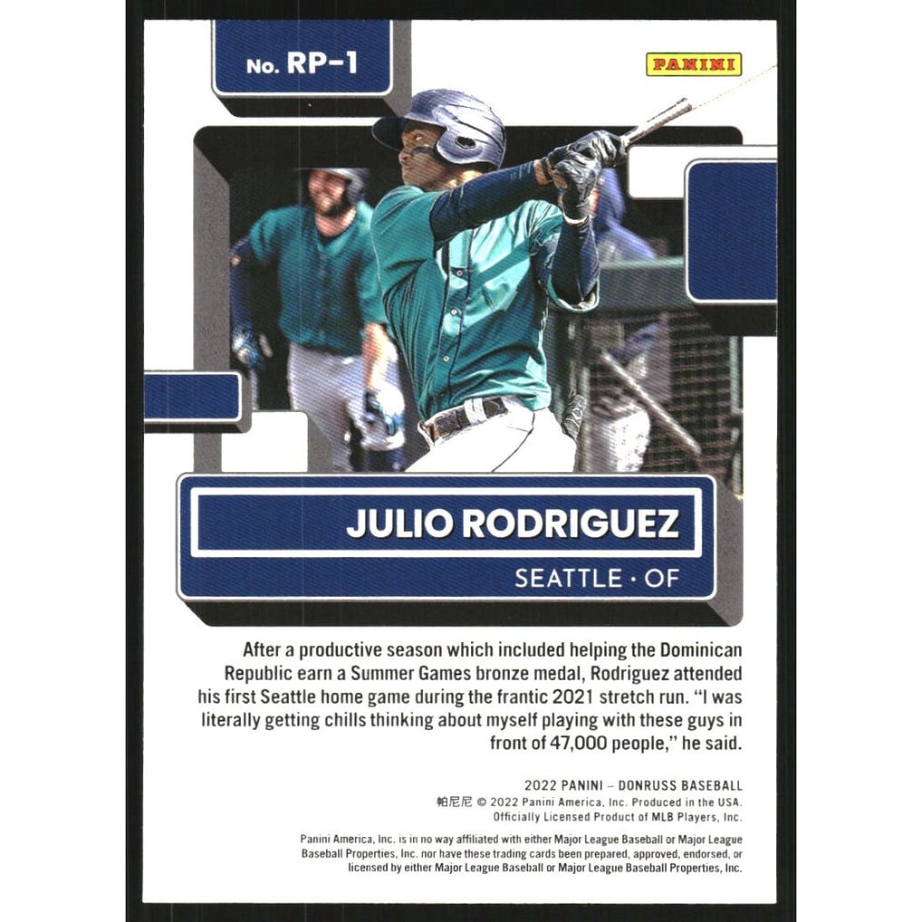 2022 Donruss Rated Prospects Rapture #1 Julio Rodriguez
