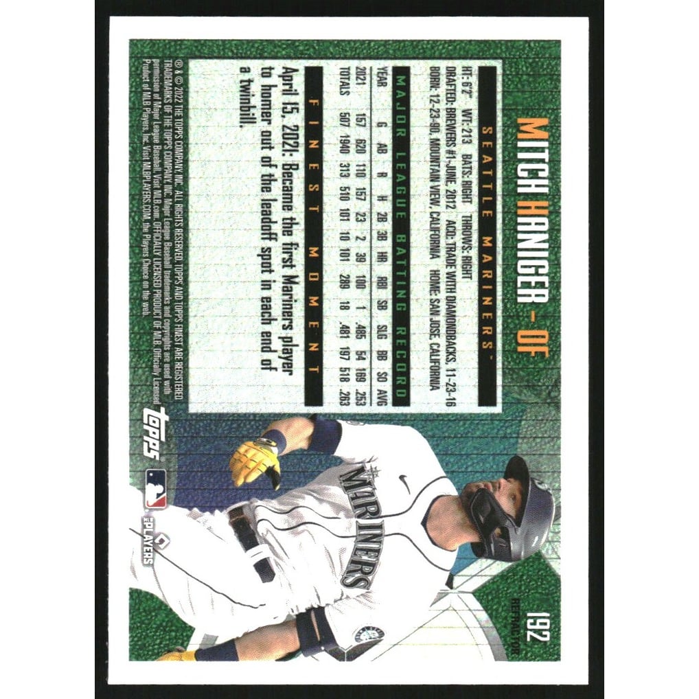 2022 Finest Flashbacks Refractors #192 Mitch Haniger