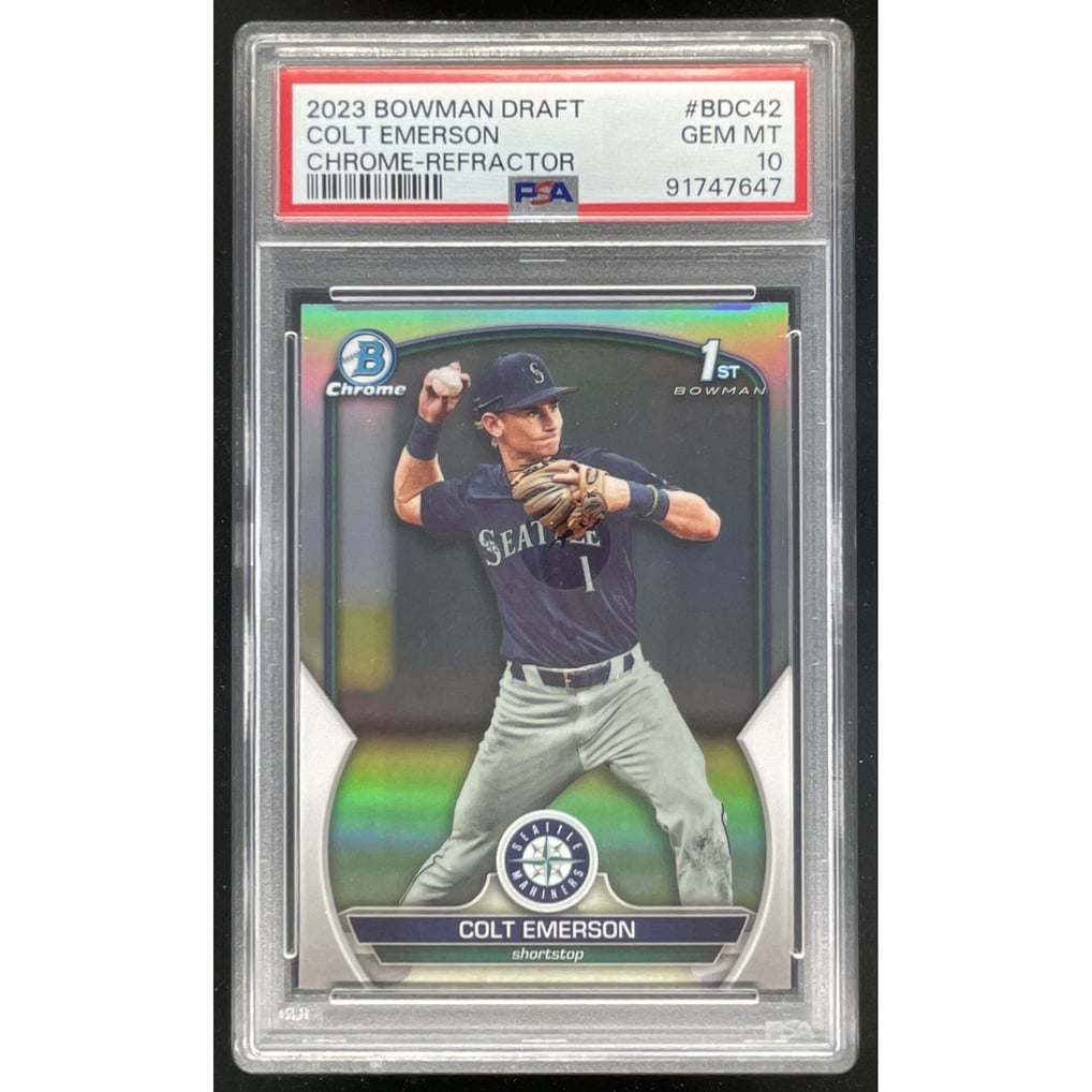 2023 Bowman Draft Chrome Refractor #BDC-42 Colt Emerson RC PSA 10