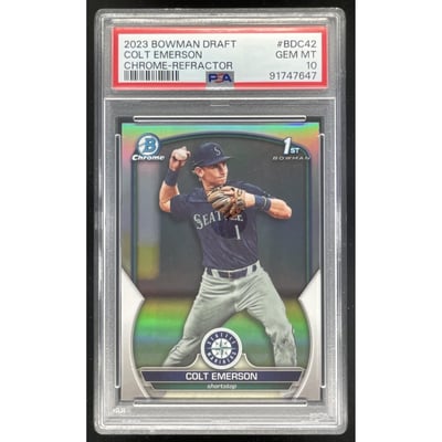 2023 Bowman Draft Chrome Refractor #BDC-42 Colt Emerson RC PSA 10